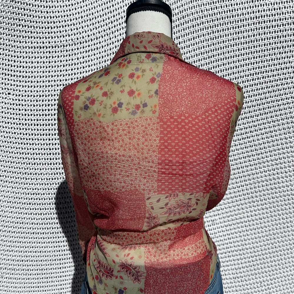 Basic Editions Red And Green Button Down Shirt - image 5